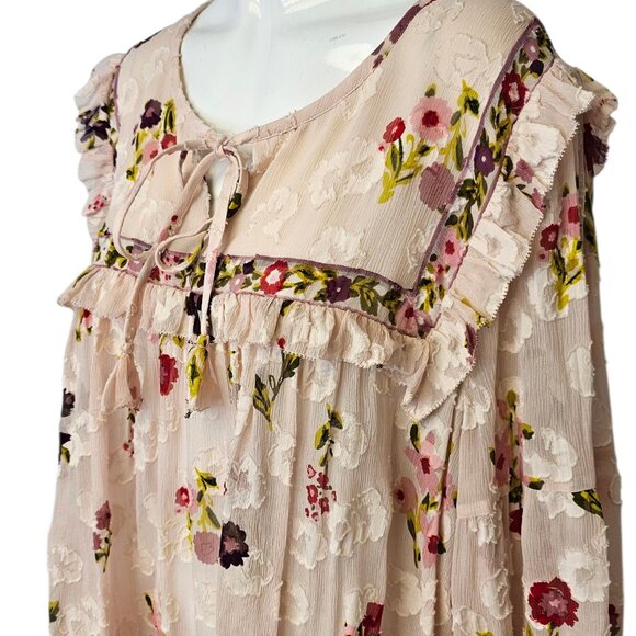 Kate Spade New York In Bloom Chiffon Blouse, Sheer, Floral, Silk Cotton Blend,XL - Picture 3 of 9